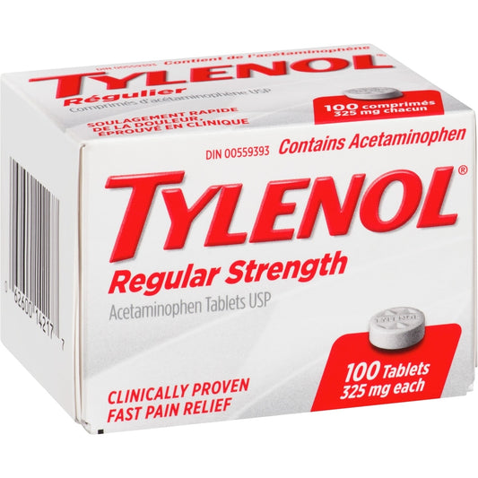 Tylenol Regular Strength 325mg Tablets 100 Count