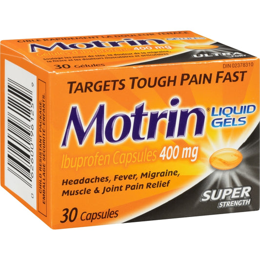 Motrin IB Liquid Gels 400mg Super Strength - 30 Capsules