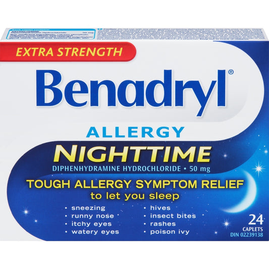 Extra Strength Nighttime Allergy Relief Caplets, 24 Count