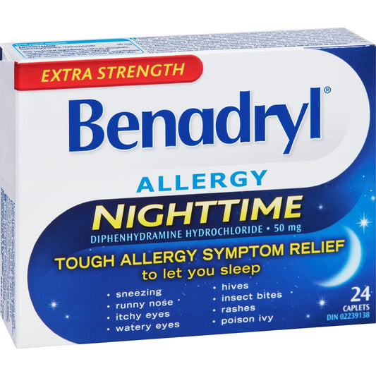 Extra Strength Nighttime Allergy Relief Caplets, 24 Count