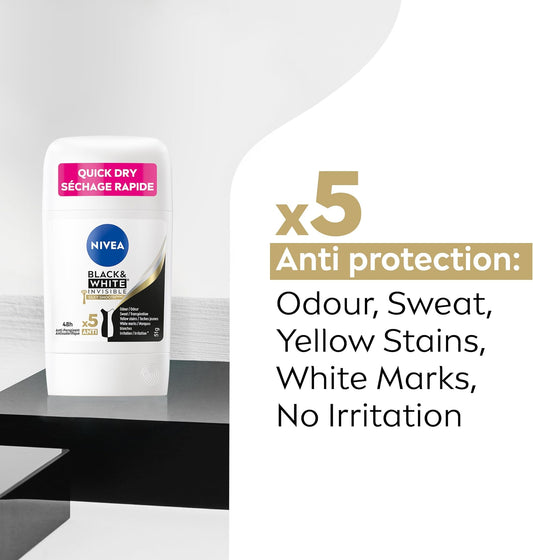 Nivea Black & White Invisible Silky Smooth Antiperspirant Stick 51g