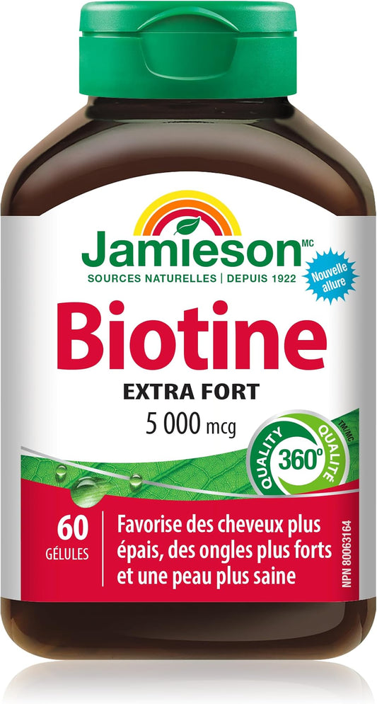 Biotin 5000mcg Softgels for Hair, Skin & Nails – 60 Count