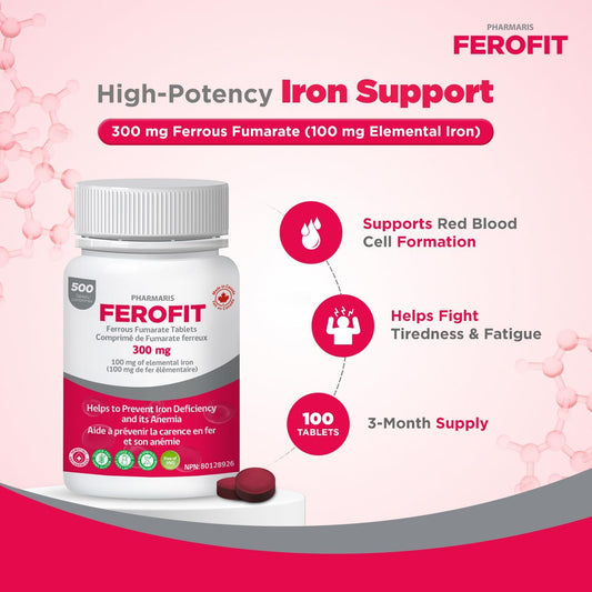 Ferofit Iron Supplement 300mg Tablets - 100 Count