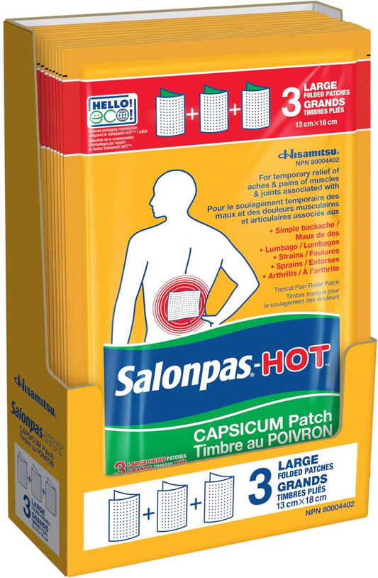 Salonpas Hot Capsicum Pain Relief Patches 3-Pack