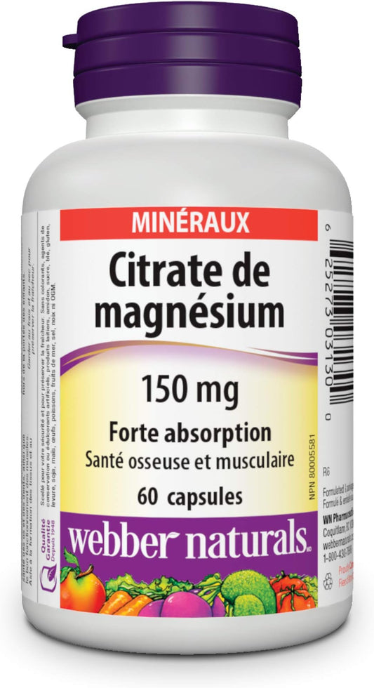 Magnesium Citrate 150mg High Absorption - 60 Capsules
