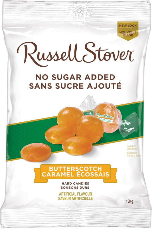 Russell Stover No Sugar Added Butterscotch Hard Candies 12 Pack 150g Each