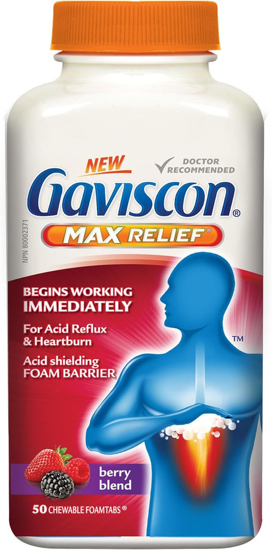 Gaviscon Max Berry Chewable Heartburn Relief Tablets, 50 Count