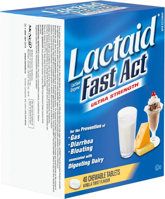 Fast Act Chewable Lactase Tablets, 40ct