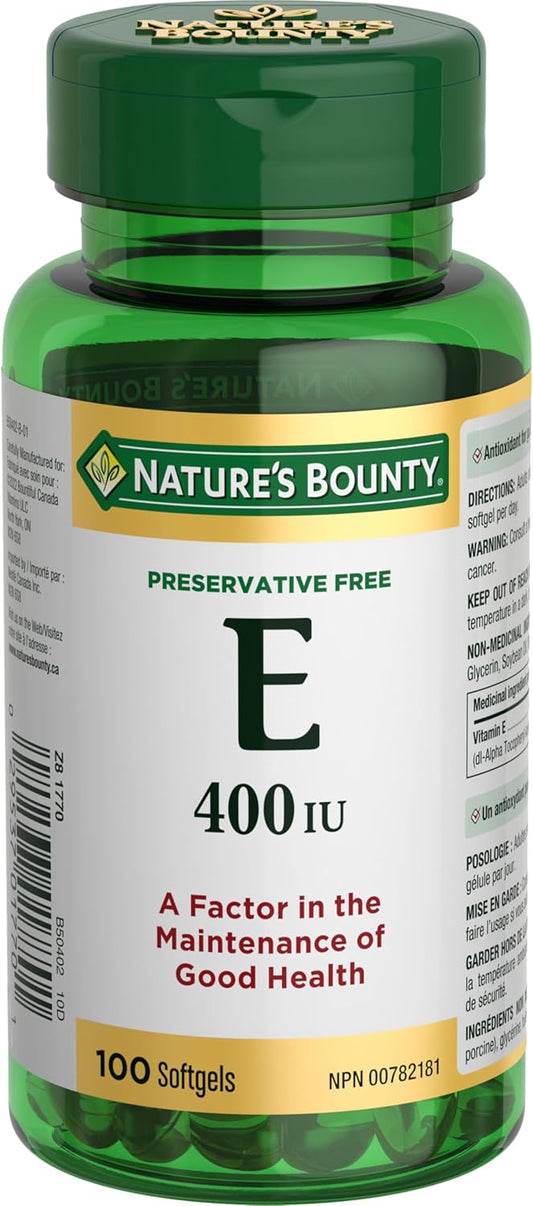 Vitamin E 400 IU Softgels, Preservative-Free, 100 Count