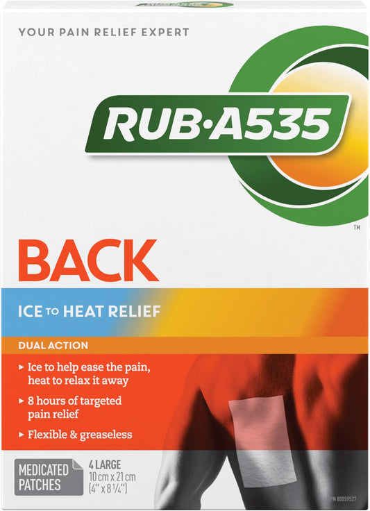 A535 Ice to Heat Back Pain Relief Patches, 4-Pack
