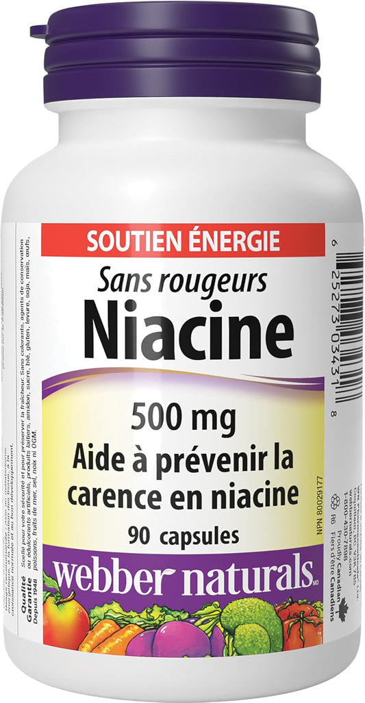 No-Flush Niacin 500mg Capsules, 90 Count