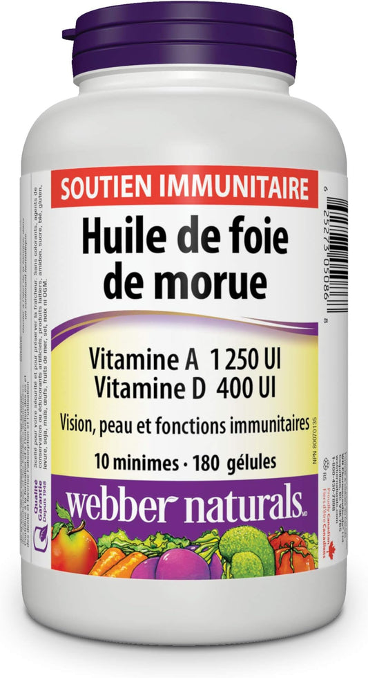 Cod Liver Oil with Vitamins A & D, 180 Softgels