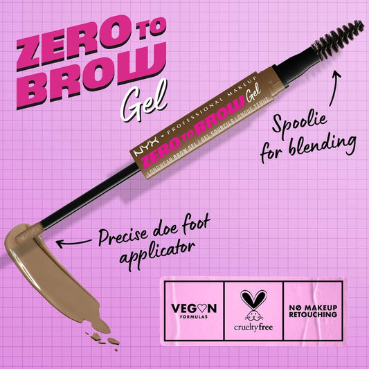 Zero To Brow Longwear Gel, Dual-ended Liquid Eyebrow gel, Vegan Formula