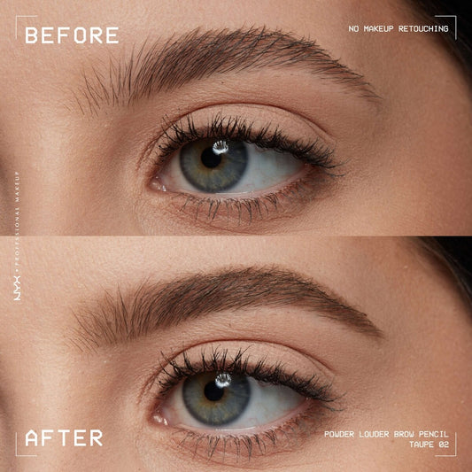 Powder Louder, Brow Pencil, 12HR Wear, Buildable Thickening Micro-Fibers, Soft Matte Pigments, Natural Brow Look, Vegan Formula