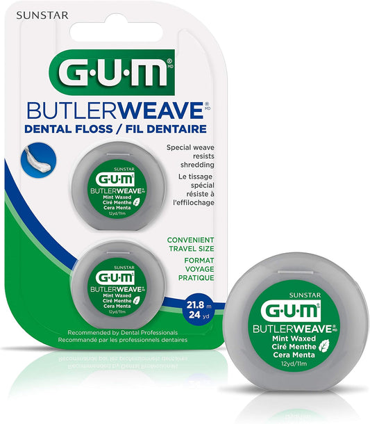 ButlerWeave Mint Waxed Dental Floss, 12 yd, 2-Pack