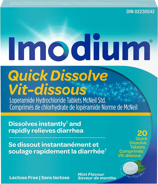 Imodium Quick-Dissolve Diarrhea Relief Tablets, 20 Pack