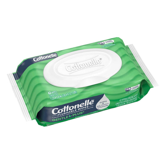 GentlePlus Flushable Wipes with Aloe & Vitamin E, 42-Pack