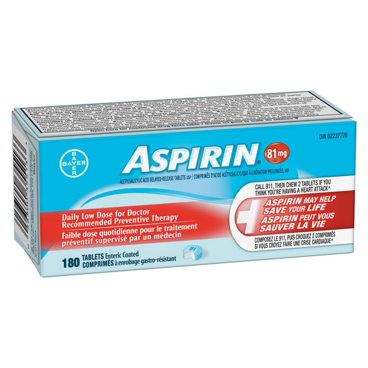 Aspirin 81mg Enteric Coated Tablets, 180 Count