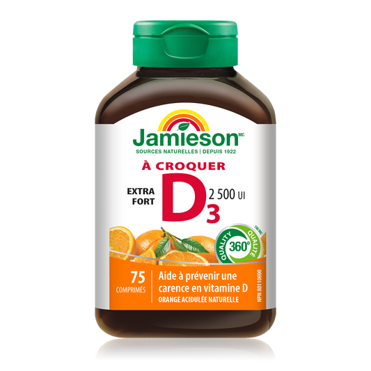 Vitamin D3 2500 IU Orange Chewable Tablets 75 Count