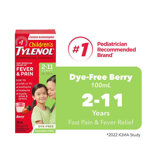 Children's Tylenol Dye-Free Berry Liquid 100mL