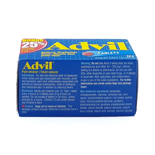 Advil Ibuprofen Tablets Bonus Pack 125 Count