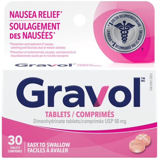 Gravol Motion Sickness Tablets 50mg, 30 Count