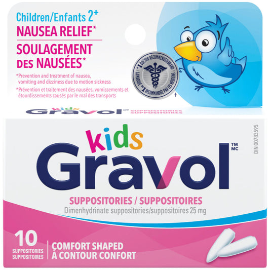 Gravol Kids Suppositories 25mg (10 Count)