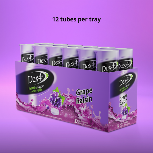 Dex4 Grape Glucose Tablets Travel Tubes, 12 x 10-Count