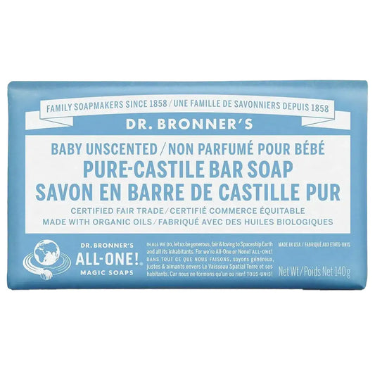 Pure-Castile Bar Soap (Baby Unscented, 140 grams)