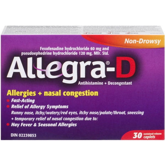 Allegra-D 12-Hour Allergy & Congestion Relief Tablets, 30 Ct