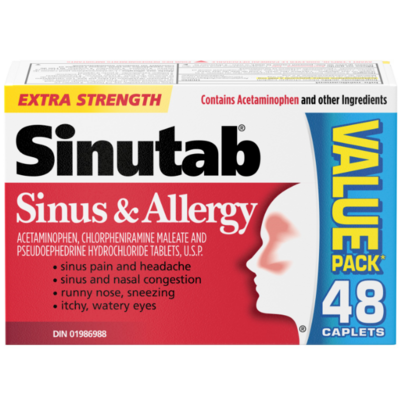 Sinus & Allergy Extra Strength Caplets, 48-Pack