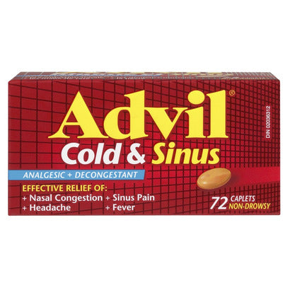 Advil Cold & Sinus Relief Caplets, 72 Pack