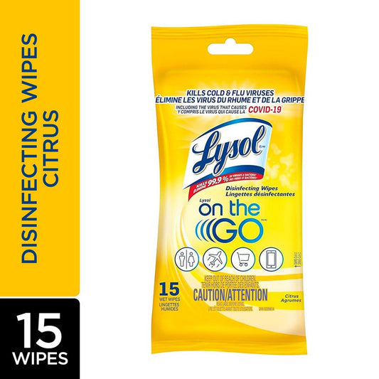 Lysol Disinfecting Wipes Citrus On-the-Go 15ct, 6-Pack
