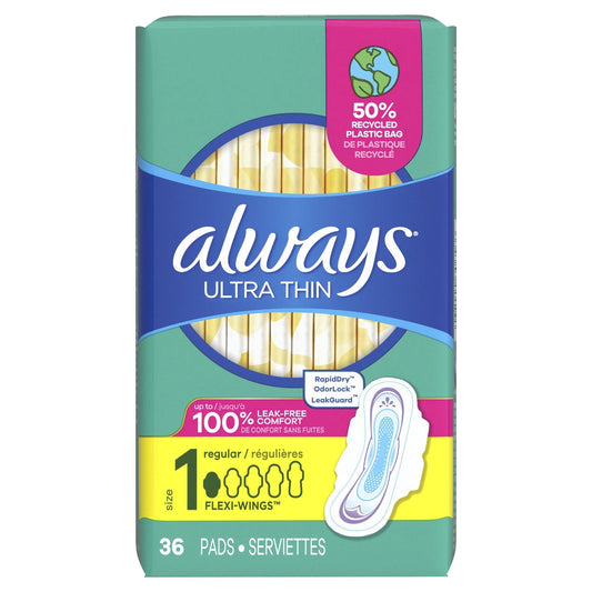 ALWAYS PAD ULTRA THIN REGULAR W/WINGS 36 PK