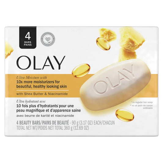 Olay Ultra Moisture Shea Butter Bar Soap 4-Pack (90g Each)