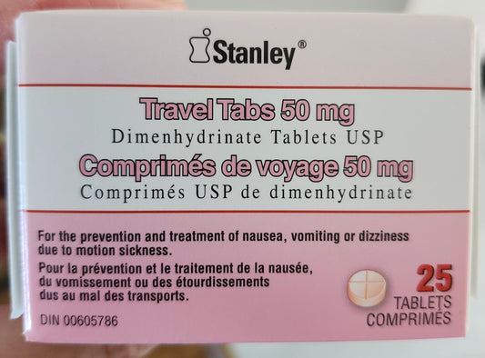 TravelTabs Motion Sickness Relief 50mg, 25 Tablets