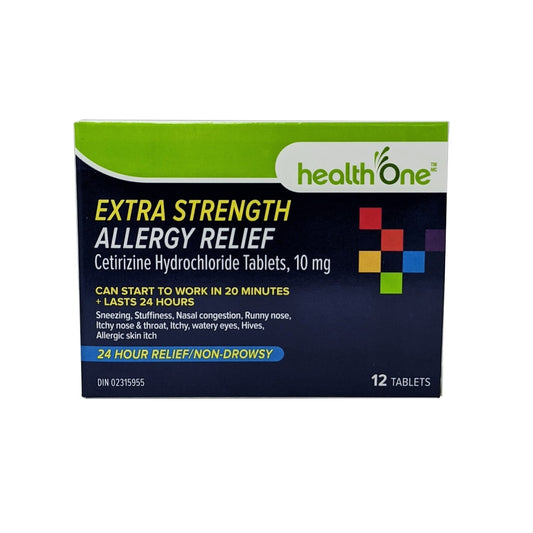Health One Cetirizine 10mg Allergy Relief Tablets, 12 Count