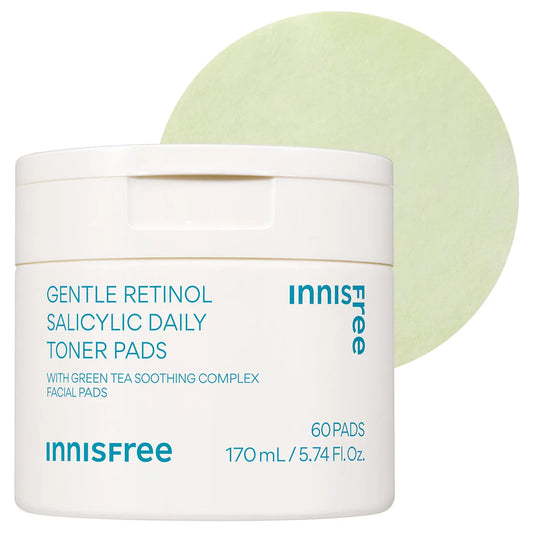 Daily Korean Gentle Retinol + Salicylic Acid Soothing Toner Pads for Acne-Prone Skin
