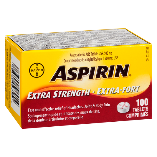 Aspirin Extra Strength 500mg Tablets - 100 Count