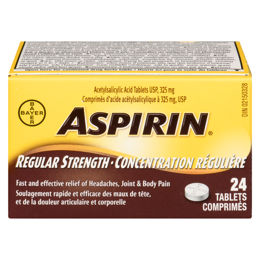 Aspirin Regular Strength 325mg Tablets, 24 Count