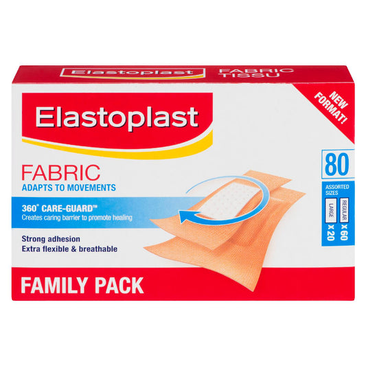 Fabric Bandage Family Pack, 80 Assorted Strips