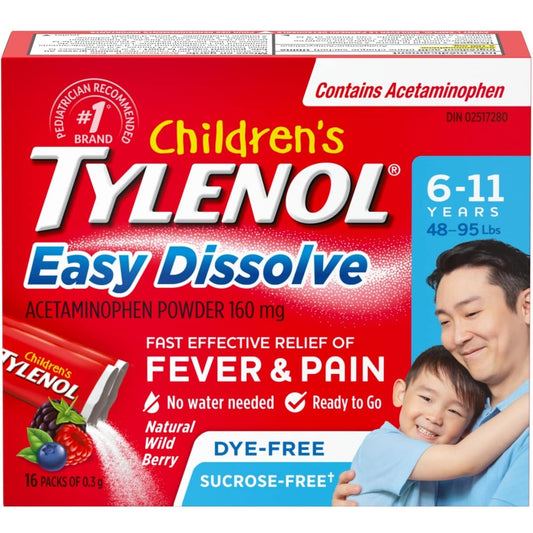 Children's Tylenol Wild Berry Easy Dissolve Powder 16 Pack