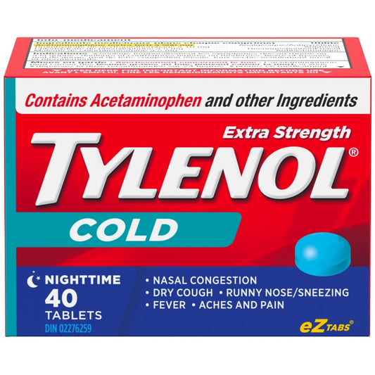 Tylenol Extra Strength Nighttime Cold Relief Tablets, 40 Count
