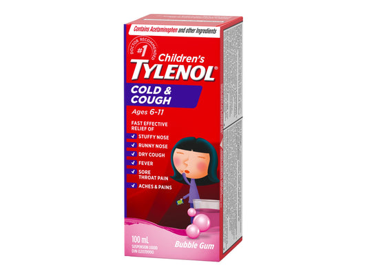 Children's Tylenol Cold & Cough Liquid Bubble Gum 100mL