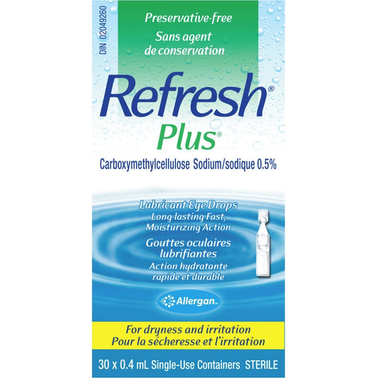 Refresh Plus Lubricant Eye Drops, 30 x 0.4mL Vials