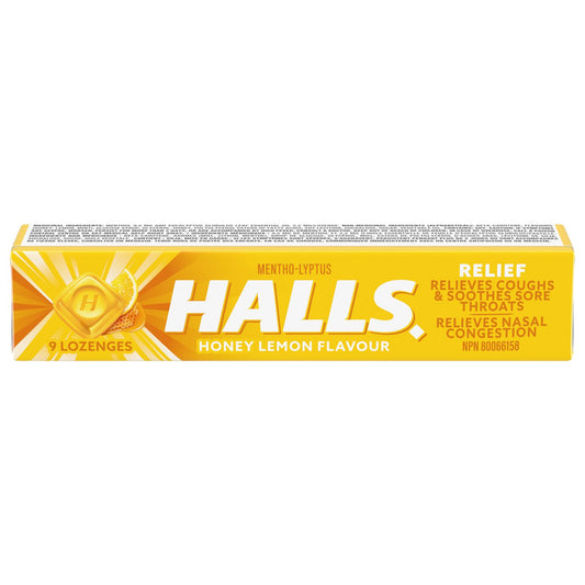 Honey Lemon Menthol Cough Drops, 9 Lozenges