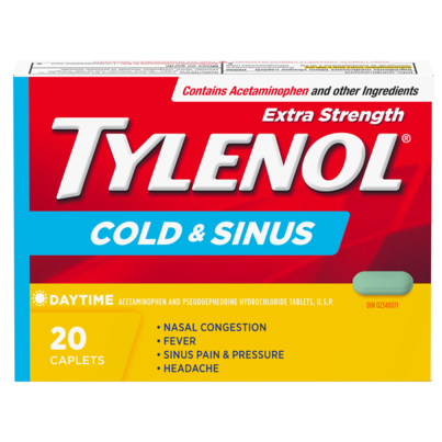 Extra Strength Cold & Sinus Relief Caplets, 20 Count