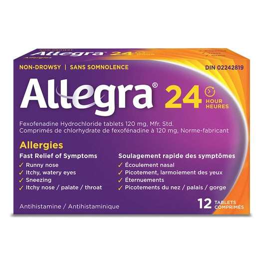 Allegra 24-Hour Non-Drowsy Allergy Relief Tablets, 12-Pack