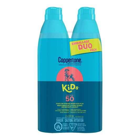 Coppertone Kids SPF 50 Continuous Spray Sunscreen Twin Pack 222ml