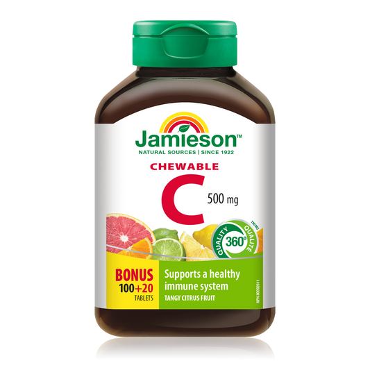 Chewable Vitamin C 500mg Citrus Tablets, 120 Count